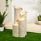 Glitzhome® 31.75" Beige 4-Tier Dandelion Texture Vase-Shaped Ceramic Outdoor Fountain with LED Light